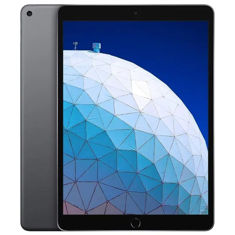 Apple iPad Air 3 Cellular in Space Gray, showcasing the front display and smooth dark gray back with a rear camera
