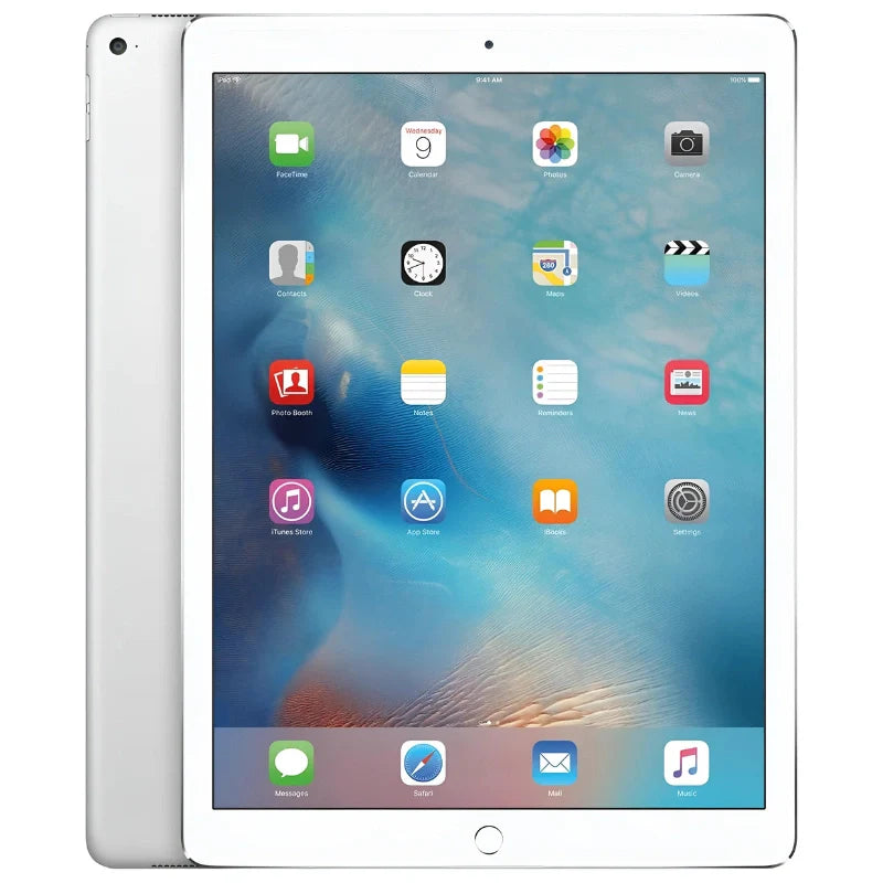 Apple iPad Pro 1st gen 12.9-inch Wi-Fi in Silver, featuring the bright front display and smooth silver back with a rear camera