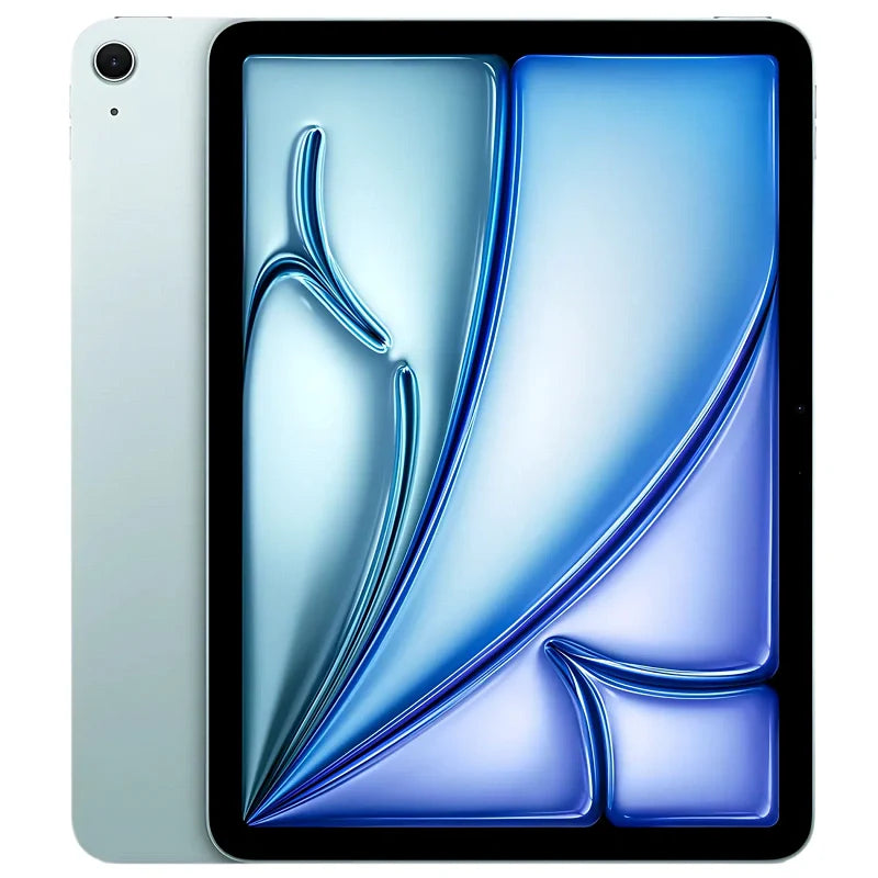 Apple iPad Air 13-inch M2 wifi in Blue, showcasing the front display and cool blue back with a rear camera