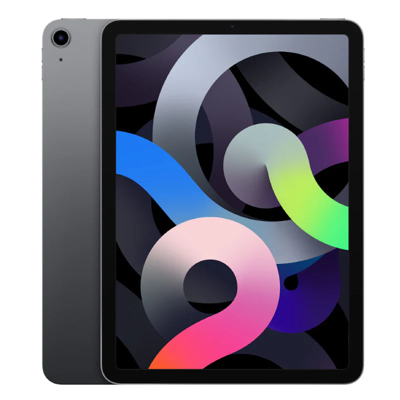 Apple iPad Air 4 Wi-Fi in Space Gray, showcasing the front display and sleek dark gray back with a rear camera