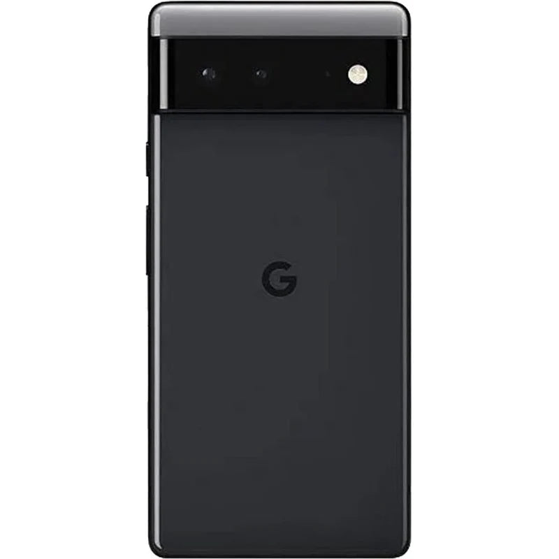 Google Pixel 6 in black color, displaying back views, highlighting dual-camera setup.